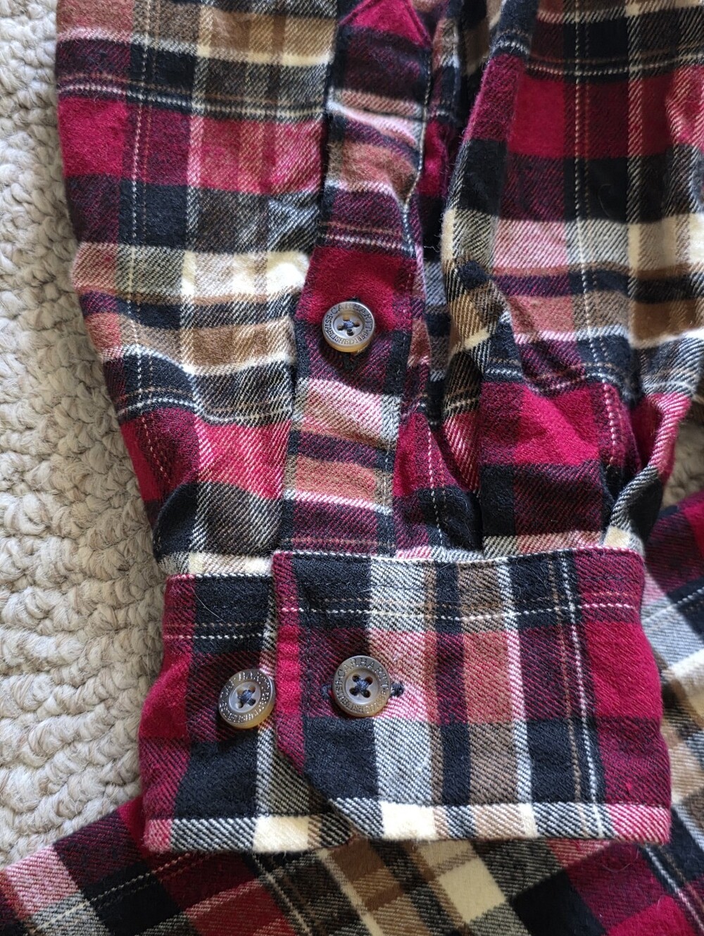 Carhartt Men's Red and Cream Plaid Button-Down Shirt - Picture 4 of 4